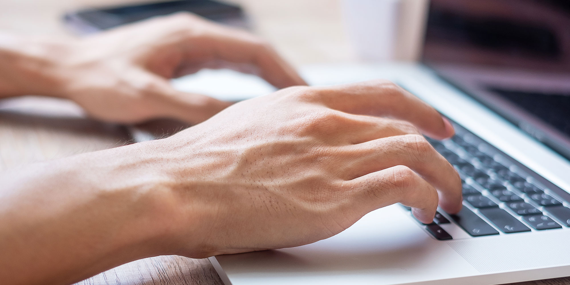 typing on computer